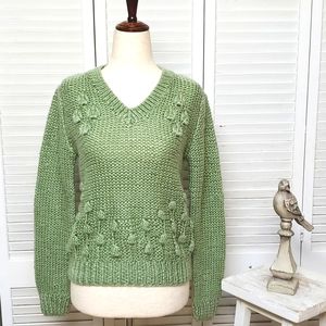 Mon Ami Green V-Neck Sweater Size S